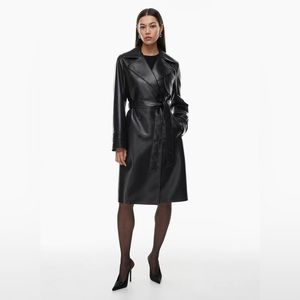 Babaton Vegan Leather Tabloid Trench Coat